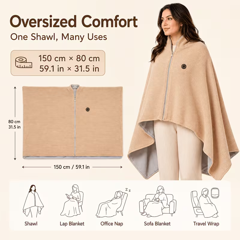 🎄Christmas Sale - 50% Free Shipping❄️Stay Warm AllOFF!Winter - Portable ElectricHeated Blanket Shawl🧣