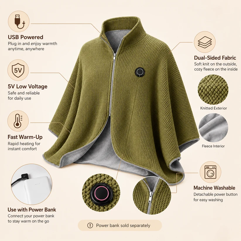 🎄Christmas Sale - 50% Free Shipping❄️Stay Warm AllOFF!Winter - Portable ElectricHeated Blanket Shawl🧣
