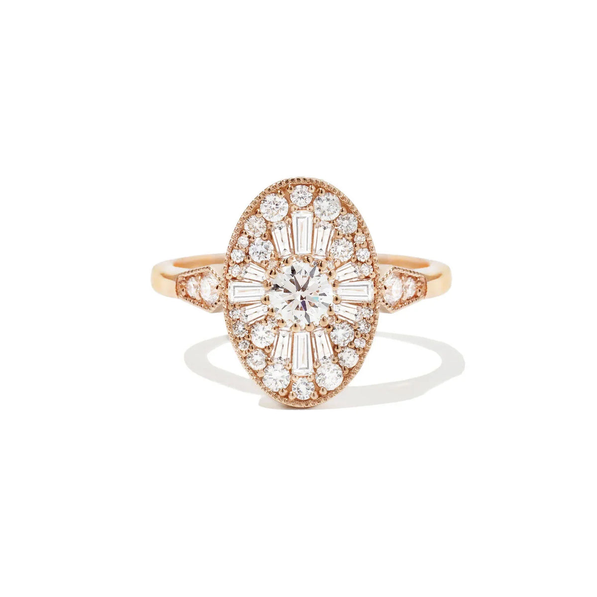 Oval Shape Ballerina Round Diamond Mosaic Ring