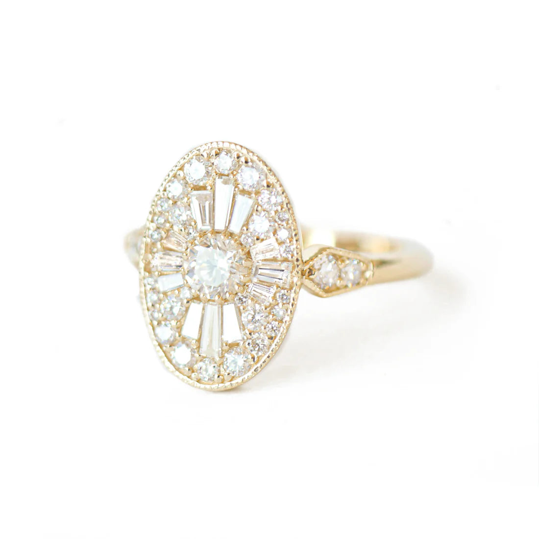 Oval Shape Ballerina Round Diamond Mosaic Ring