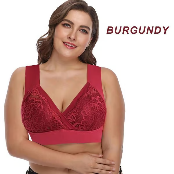 ROSY LIFT BRA –Plus Size Comfort Extra Elastic Wireless Support Lace Bra (Size runs the same as regular bras)