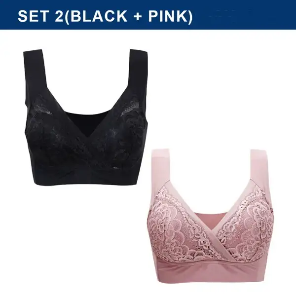 ROSY LIFT BRA –Plus Size Comfort Extra Elastic Wireless Support Lace Bra (Size runs the same as regular bras)