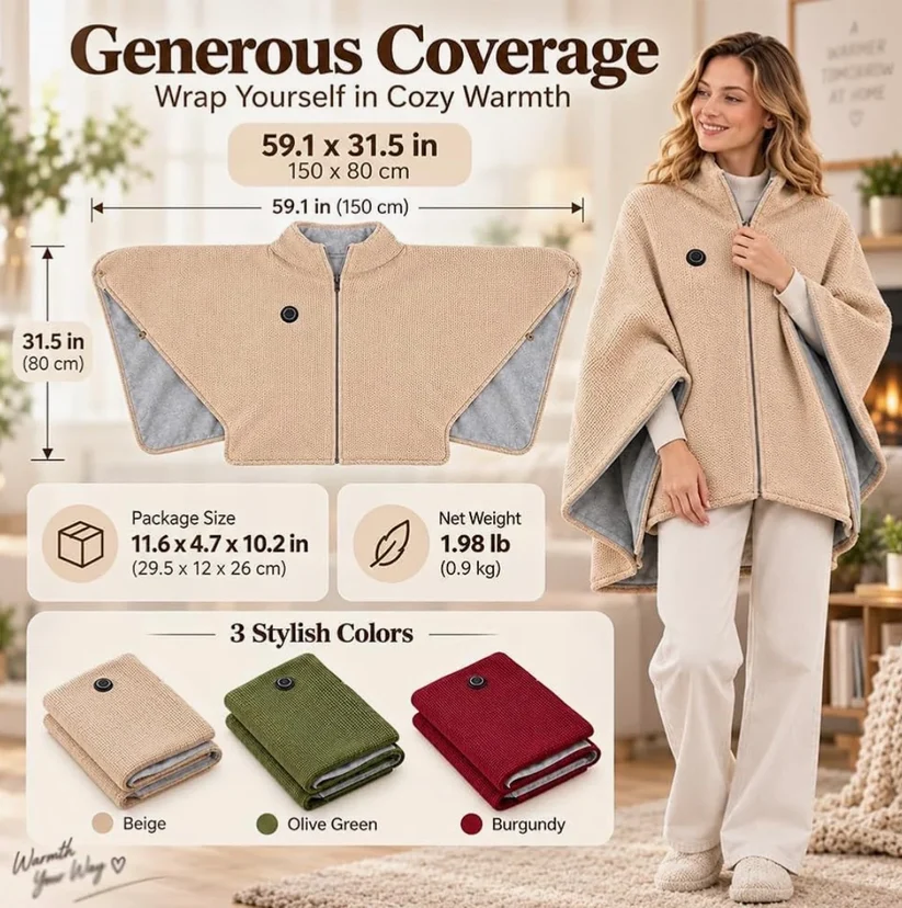 🎄Christmas Sale - 50% Free Shipping❄️Stay Warm AllOFF!Winter - Portable ElectricHeated Blanket Shawl🧣