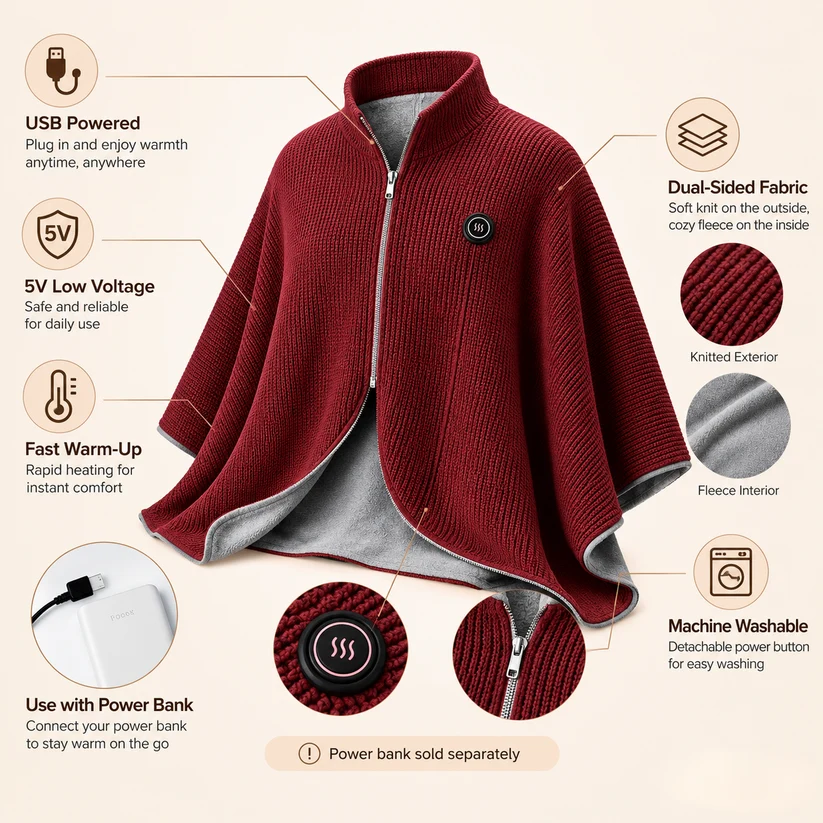 🎄Christmas Sale - 50% Free Shipping❄️Stay Warm AllOFF!Winter - Portable ElectricHeated Blanket Shawl🧣