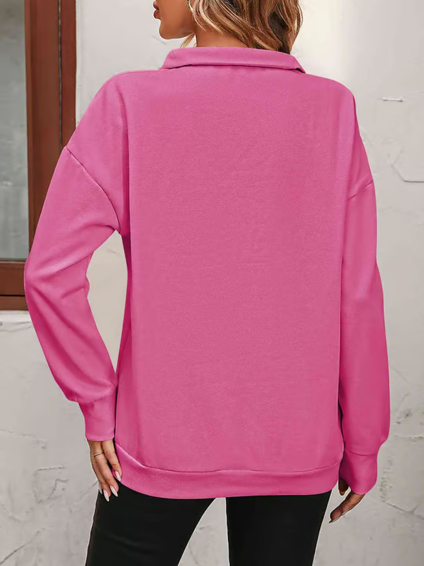 Womens Zip-Up Dropped Shoulder Sweatshirt
