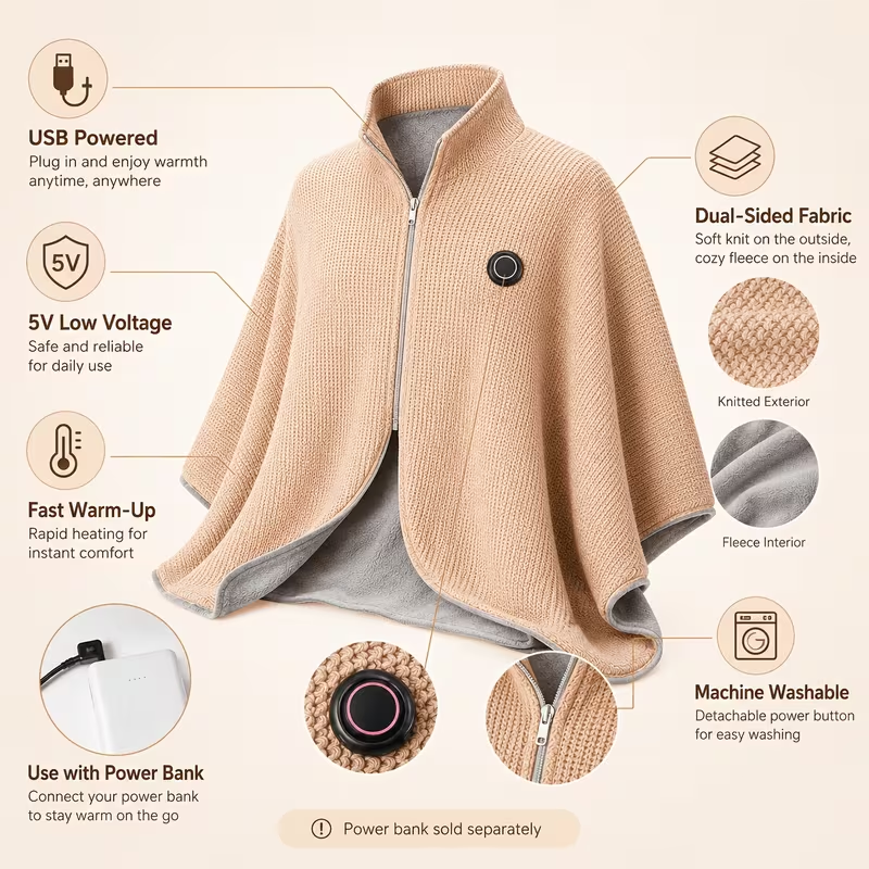 🎄Christmas Sale - 50% Free Shipping❄️Stay Warm AllOFF!Winter - Portable ElectricHeated Blanket Shawl🧣
