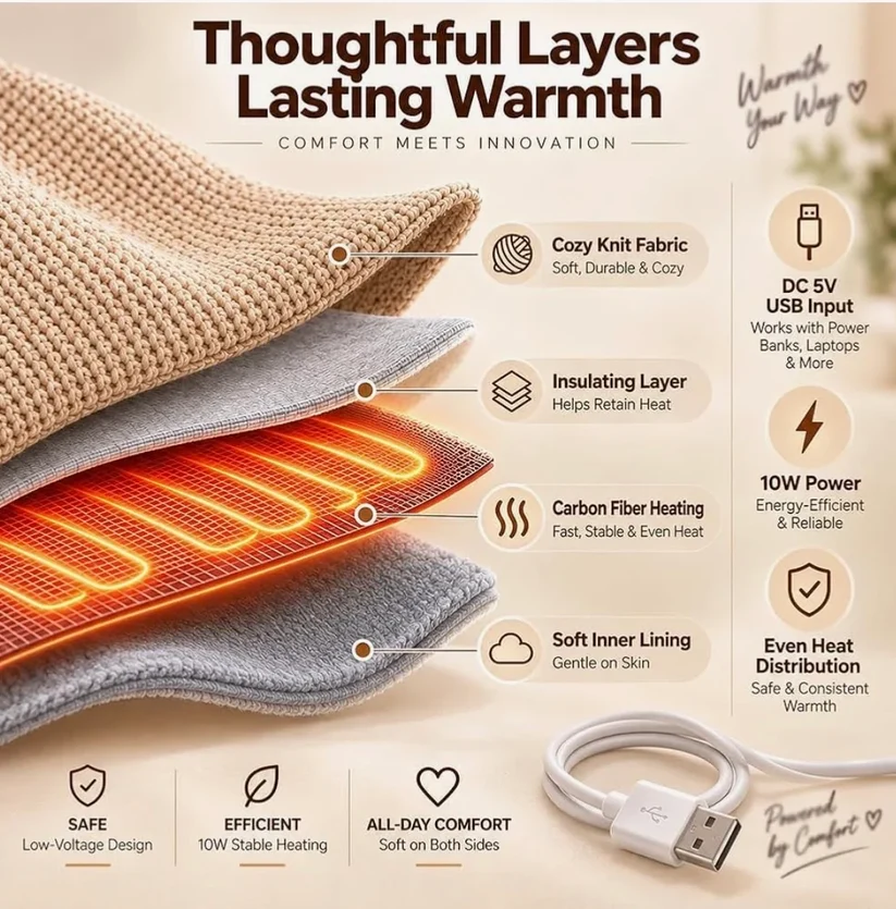 🎄Christmas Sale - 50% Free Shipping❄️Stay Warm AllOFF!Winter - Portable ElectricHeated Blanket Shawl🧣
