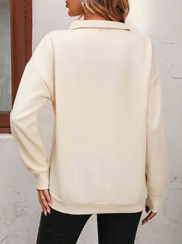 Womens Zip-Up Dropped Shoulder Sweatshirt