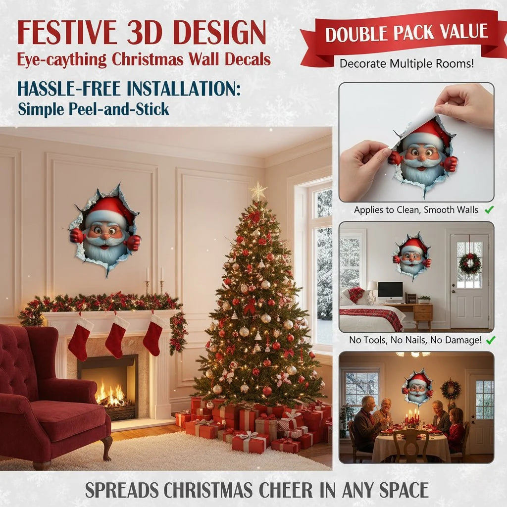 🎄❄️ Christmas Early-Bird Special – 50% Off!! 🎅 “Santa’s Surprise” 3D Wall Decal