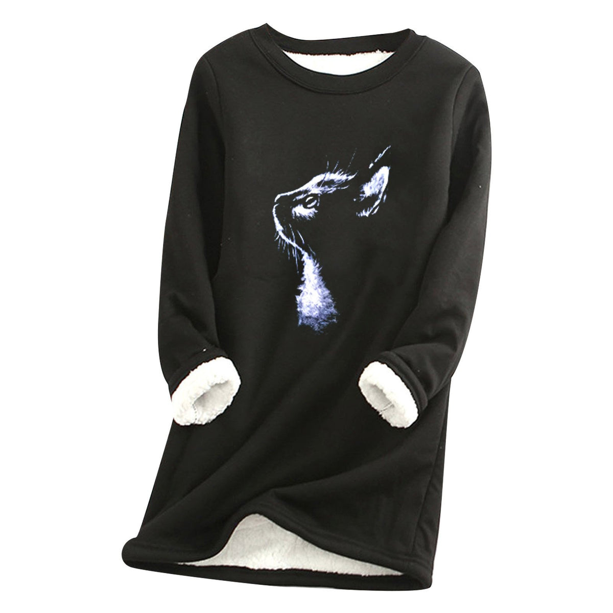 Printed plush sweater cat head