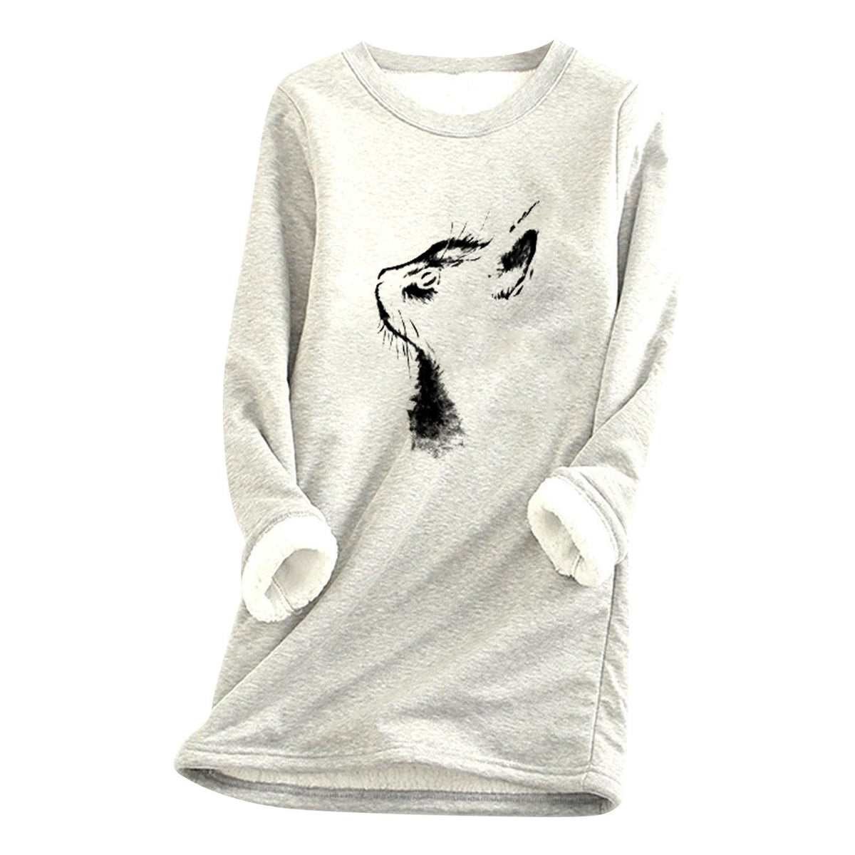 Printed plush sweater cat head
