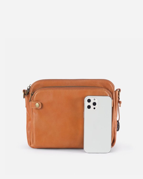 Three Layer Leather Crossbody Shoulder Clutch Bag
