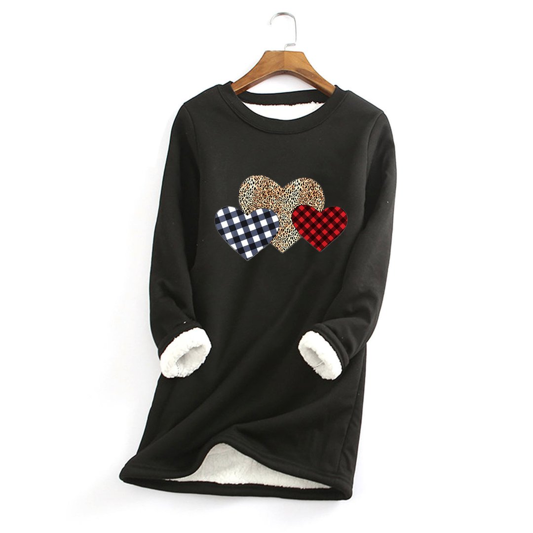 Love Casual Cotton Round Neck Solid Sweatshirt