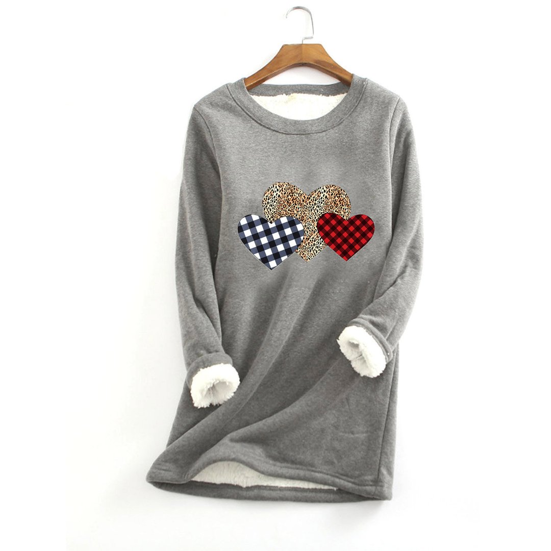 Love Casual Cotton Round Neck Solid Sweatshirt