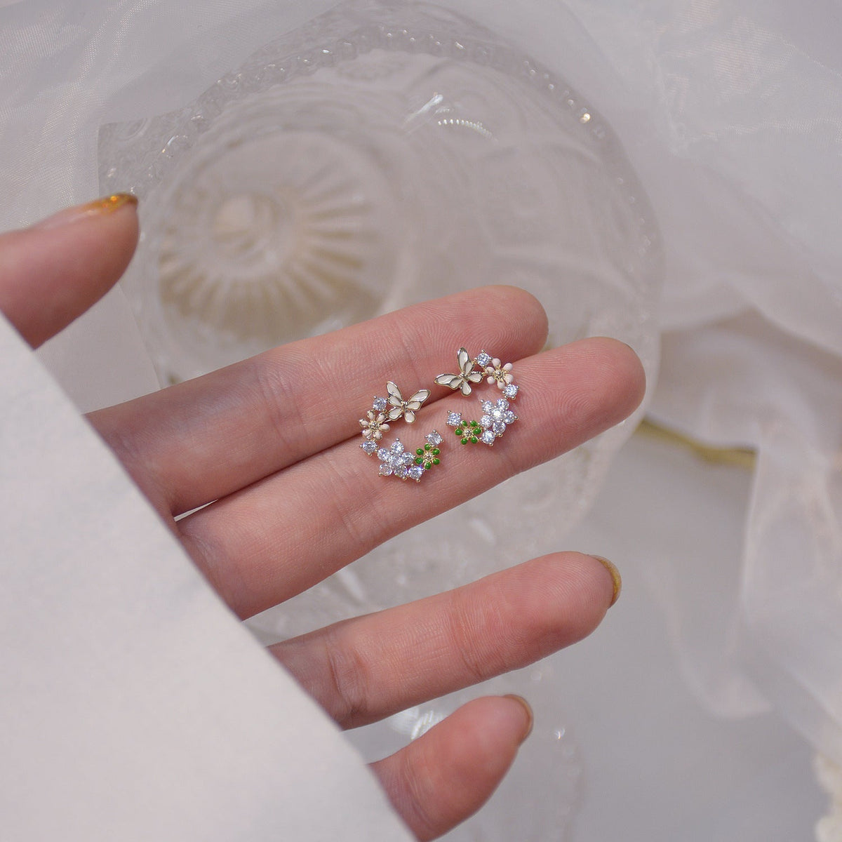 Vintage Floral Butterfly Earrings