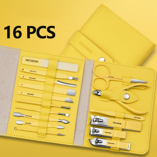 12 16Pcs Set Stainless Steel Nail Clippers Set With Folding Bag