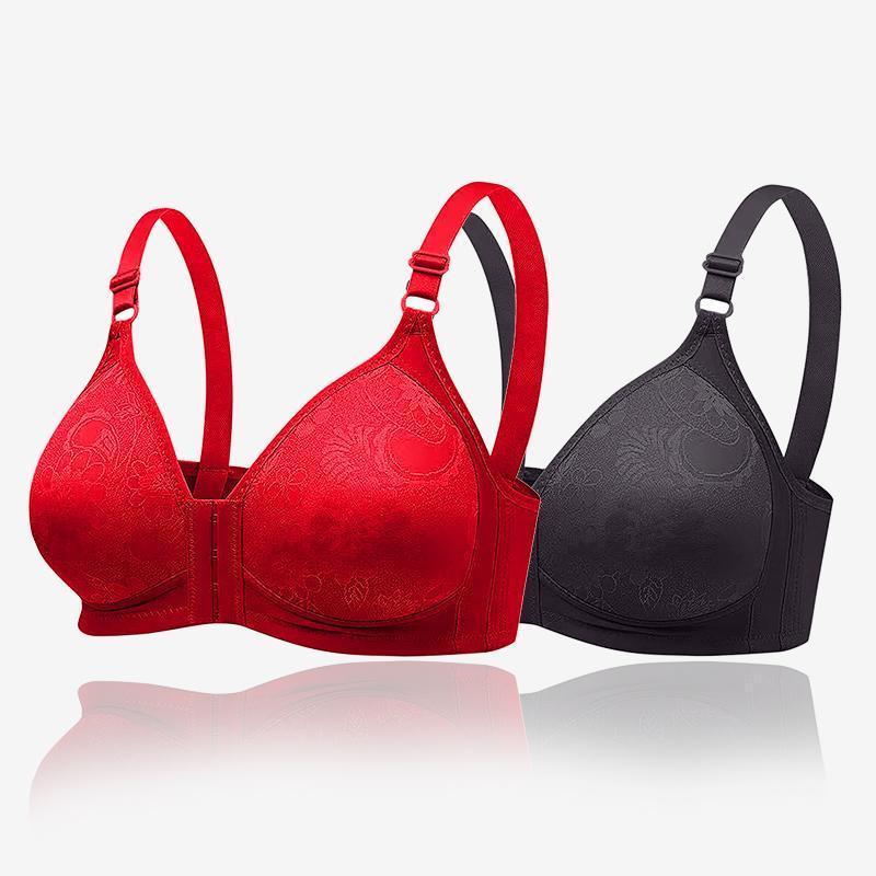 Sexy Pattern Front Buckle Gathered Bra