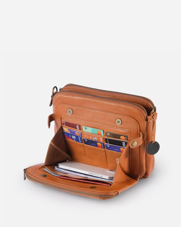 Three Layer Leather Crossbody Shoulder Clutch Bag