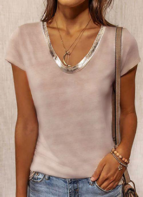 TP10260 Solid Round Neck Short Sleeve Casual T shirts