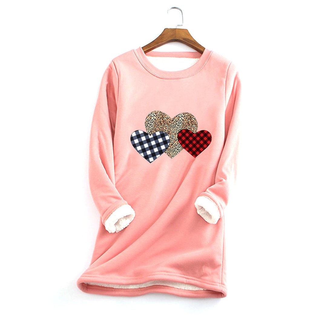 Love Casual Cotton Round Neck Solid Sweatshirt