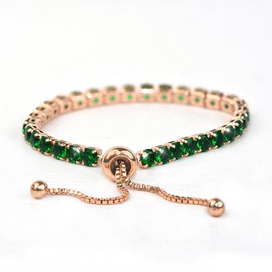 Adjustable Rose Gold Emerald Green Bracelet