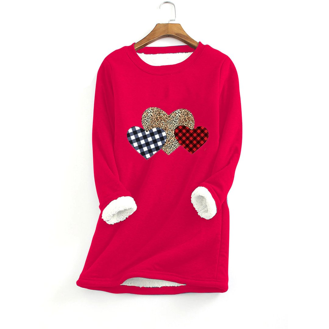Love Casual Cotton Round Neck Solid Sweatshirt