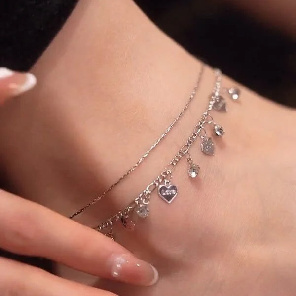 💖Summer Hot Sale🌹Double Layer Heart Anklet