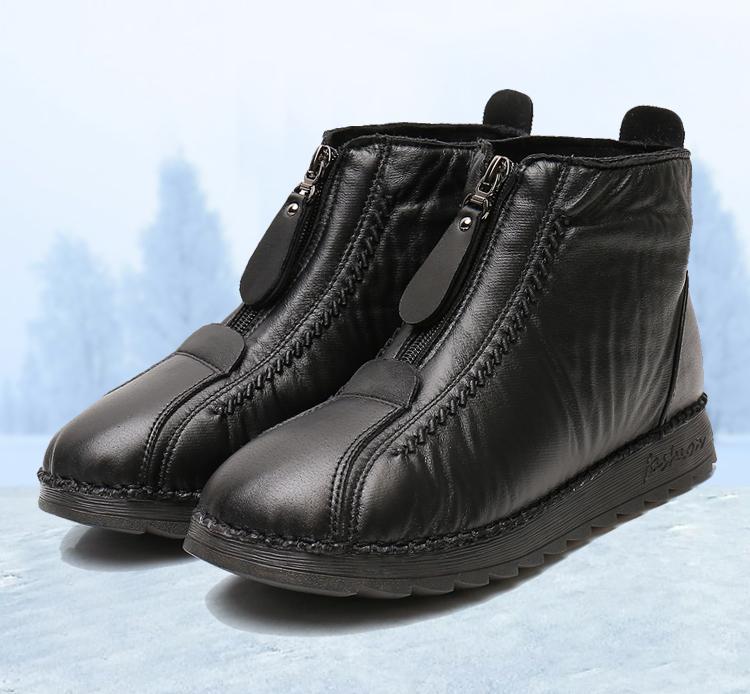 Womens Waterproof Soft Leather Winter Warm Shoes