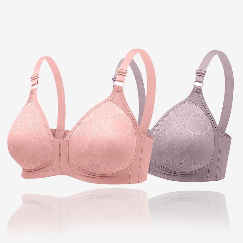 Sexy Pattern Front Buckle Gathered Bra