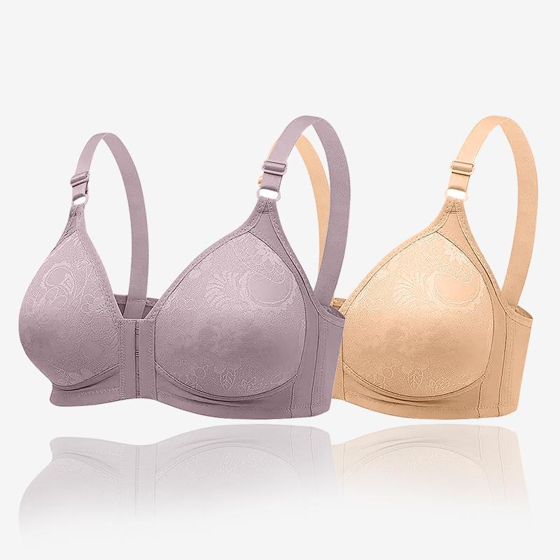 Sexy Pattern Front Buckle Gathered Bra