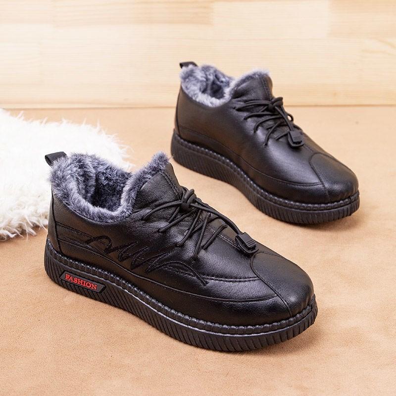 Womens Leather Shoes with Flat and Velvet Soft Sole
