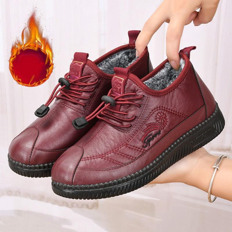 Womens Leather Shoes with Flat and Velvet Soft Sole